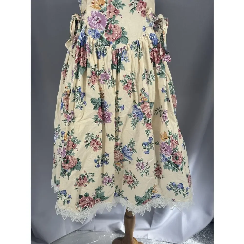 Vintage Jessica McClintock Gunne Sax Dress Girls 14 Floral Lace Prairie Boho